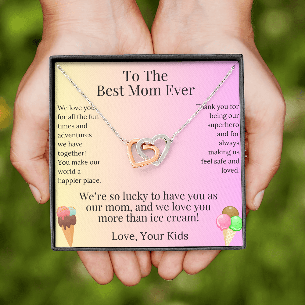 Interlocking Hearts Necklace for Mom  – A Loving  Gift from the Kids