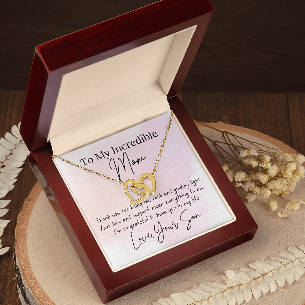 Interlocking Hearts Necklace for Mom – A Heartfelt Gift from a Son to Show Mom You Care